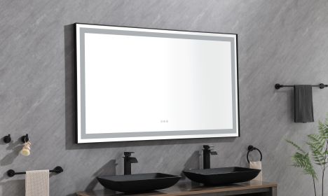 (ONLY FOR PICKUP) 60in. W x 48 in. H Super Bright Led Bathroom Mirror with Lights;  Metal Frame Mirror Wall Mounted Lighted Vanity Mirrors for Wall;