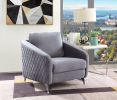 Sofia 36" Gray Velvet Modern Chic Accent Armchair