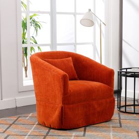 360-degree Swivel Accent Armchair Linen Blend Orange