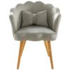 Vanbow.Velvet Wooden foot casual lotus chair with waist pillow(GREY)