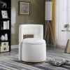 360Â° Swivel Accent Chair with Storage Function, Velvet Curved Chair with Gold Metal Base for Living Room, Nursery, Bedroom [Video]