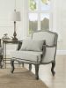 ACME Tania Chair w/Pillow, Cream Linen & Brown Finish LV01132