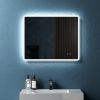 30" W x 24" H Modern Wall Mounted LED Backlit Anti-Fog Rounded Rectangular Bathroom Mirror with US standard plug