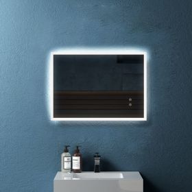 20" W x 28" H Modern Wall Mounted LED Backlit Anti-Fog Rectangular Bathroom Mirror with US standard plug