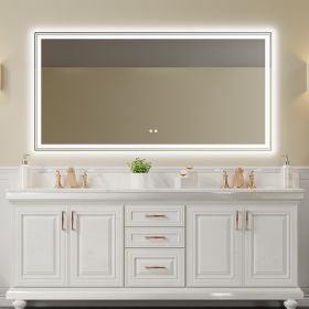 72Ã—36 inch LED-Lit bathroom mirror, wall mounted anti-fog memory Large Adjustable Brightness front and back light Rectangular Vanity mirror