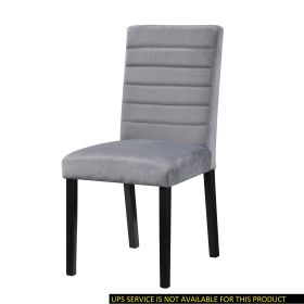 Gray Velvet Upholstered Side Chairs Set of 2pc Black Finish Wood Frame Casual Dining Room Furniture