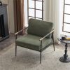 Upholstered Mid Century Lounge Chair Reading Armchair Chenille Fabric Modern Arm Chair with Metal Frame , Accent Chair for Living Room, Green