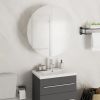 Bathroom Cabinet with Round Mirror&LED White 18.5"x18.5"x6.9"