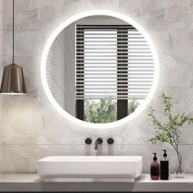 LED Round Lighted Mirror, 24 Inch Bathroom Backlit Vanity Mirror Wall Mounted with 3000K/4500K/6000K Adjustable, Anti-Fog, Smart Touch Button