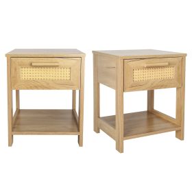 Nightstand Set of 2, 2 Drawer Dresser for Bedroom, Small Dresser with 2 Drawers and two open storage shelf, Bedside Furniture, Night Stand