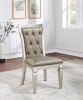 Formal Traditional Set of 2 Dining Chairs Champagne / Warm Grey Solid wood Leatherette Cushion Button Tufted Side Chairs Kitchen Dining Room Furniture