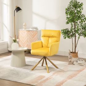 Yellow Velvet Contemporary High-Back Upholstered Swivel Accent Chair