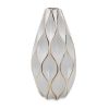 Elegant White Ceramic Vase with Gold Accents - Timeless Home Decor