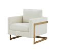 Modrest Prince Contemporary Cream & Gold Fabric Accent Chair