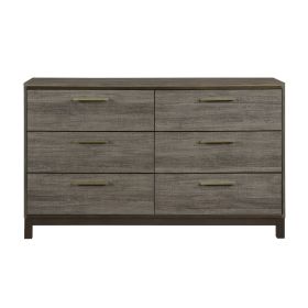 Contemporary Styling 1pc Dresser of 6x Drawers with Antique Bar Pulls Two-Tone Finish Wooden Bedroom Furniture