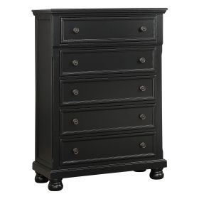 Casual Transitional Styling 1pc Chest of Drawers Black Finish Bun Feet Bedroom Furniture