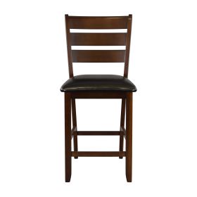 Contemporary Style Set of 2 Counter Height Chairs Dark Oak Finish Wood Faux Leather Upholstered Seat Dining Room Furniture