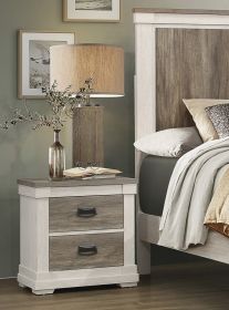 Beautiful Two-Tone Finish Nightstand Transitional Bedroom Furniture Antique Black Tone Handles