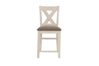 Modern Contemporary Dining Room Furniture Chairs Set of 2 Counter Height Chairs Light Wooden High Chair X Back Design Cushion Seat