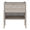 Joy Nightstand; Four Legs; One Open Shelf; One Drawer -Light Gray