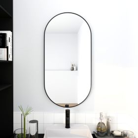 18 x 35 Inch Bathroom Mirror Black Aluminum Frame