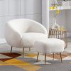 Orisfur. Modern Comfy Leisure Accent Chair, Teddy Short Plush Particle Velvet Armchair with Ottoman for Living Room