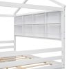 Full House Bed with Roof Frame, Bedside-shelves, Under Bed Storage Unit,White