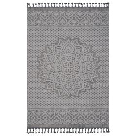 NAAR Guros Collection 5X7 Gray/White /Medallion Indoor/Outdoor Area Rug