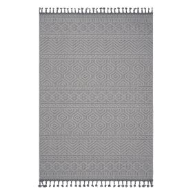 NAAR Guros Collection 8X10 White /Geometric Indoor/Outdoor Area Rug