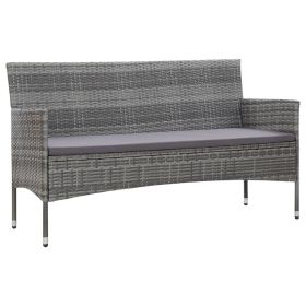 3-Seater Patio Sofa with Cushions Gray Poly Rattan