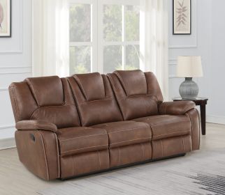 Katrine - PU Manual Reclining Sofa - Chestnut Brown