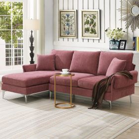 [VIDEO provided][New]84 "Modern Chenille L-Shaped Sofa with Reversible Lounge,Convertible Sectional Couch Set