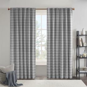 Plaid Faux Leather Tab Top Curtain Panel with Fleece Lining(Only 1 Pc Panel)