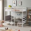 Twin Over Twin Bunk Beds Can be Turn into Upper Bed and Down Desk, Cushion Sets are Free for Kids, Teens, Girls, Boys. White,79''L x 40.9''W x 79''H.