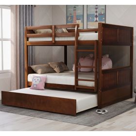 Full Over Full Bunk Bed with Twin Size Trundle, Walnut (old sku: LP000250AAL)