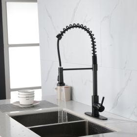 Kitchen Faucets Commercial Solid Brass Single Handle Single Lever Pull Down Sprayer SpringKitchen Sink Faucet Matte Black