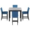 5-piece Counter Height Dining Table Set with One Faux Marble Dining Table and Four Upholstered-Seat Chairs, Table top: 40in.L x40in.W