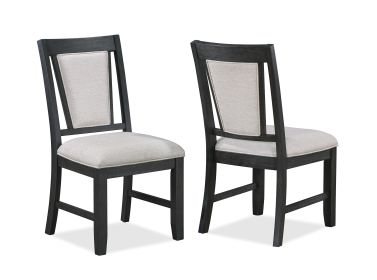 2pc Contemporary Dining Side Chair Upholstered Padded Seat Back Gray Finish Wooden Furniture Dining Room