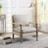 Beige Wooden Accent Chair with Turned Legs