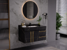 35.4'' Wall Mounted Single Bathroom Vanity with Faux Marble Vanity Top