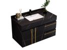 35.4'' Wall Mounted Single Bathroom Vanity with Faux Marble Vanity Top