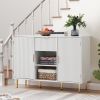 Storage cabinet Wave pattern 2 door With drawers buffets & sideboards for living room, dining room, bedroom , hall, white