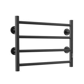 Electric Heated Towel Warmer 4 Bars for Bathroom, Stainless Steel Wall Mounted Heated Towel Drying Rack Black