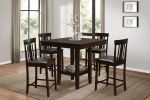 5pc Counter Height Dining Set Espresso Finish Counter Height Table with Shelf and 4 Counter Height Chairs Set Wooden Furniture Dining Kitchen Set