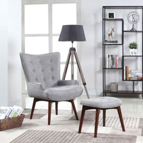 Grey and Brown Tufted Accent Chair with Ottoman