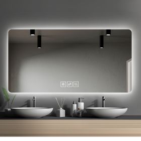 Bathroom Mirror with Led Lights Front and Backlit, Anti-Fog Lighted Vanity Mirrors for Wall Mounted, 3 Colors and 5 level Dimmable