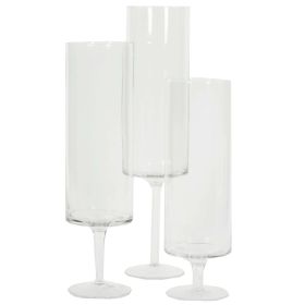 DIY Wedding Koyal Wholesale Pillar Candle Hurricane Pedestal Holders, Tall Glass Pedestal Candle Holders Centerpiece