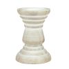 Stonebriar Tabletop 6" Coastal Wood Pillar Candle Holder, Off-White