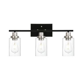 Modern Bathroom Lighting with Clear Glass Shade, 3-Light Black Vanity Light Wall Mount Lamp for Bedroom Vanity Table Bathroom Dressing Table