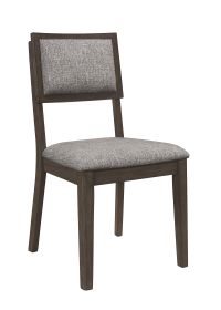 2pc Transitional Dining Side Chair with Upholstered Seat Back Dark Brown Gray Finish Dining Room Wooden Furniture